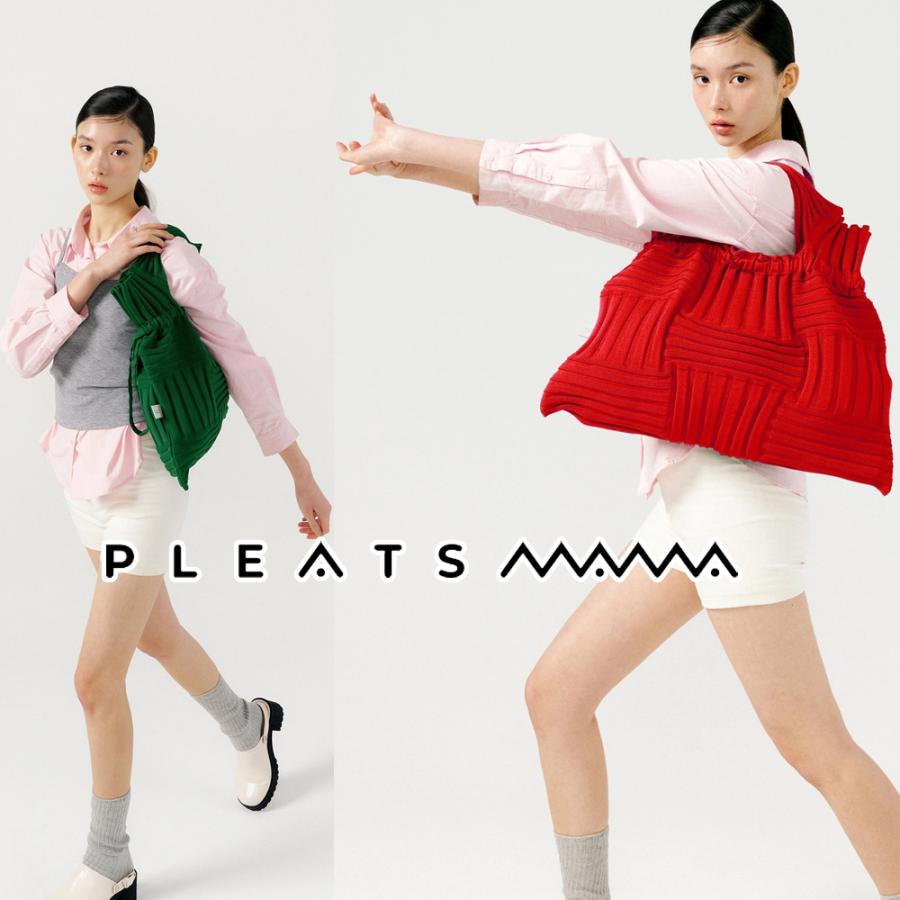 2026新ブランド！保証付 返品OK  PLEATS MAMA プリーツママ 日本 正規品  初上陸ブランド Big Bow Bag ニットバッグ 編み込み 大きめ トート ハンドバッグの画像