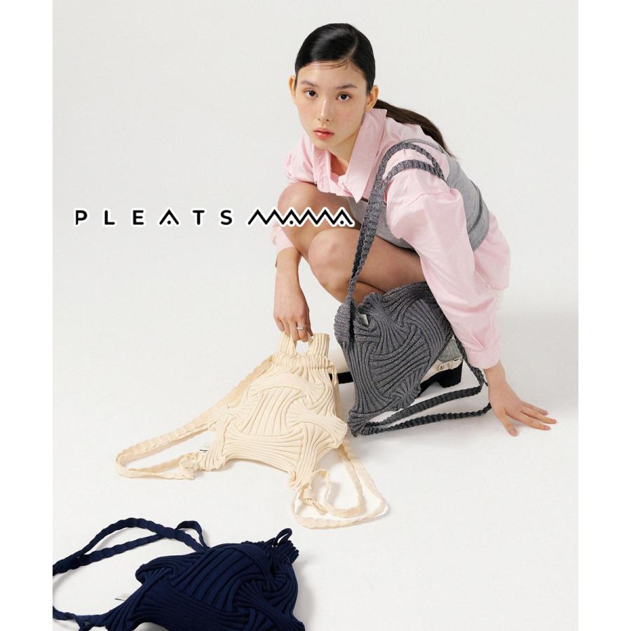 2026新ブランド！保証付 返品OK  PLEATS MAMA プリーツママ 日本 正規品  New Bow Backpack Glitter ニットバッグ 編み込み リュックバッグ バックパックの画像
