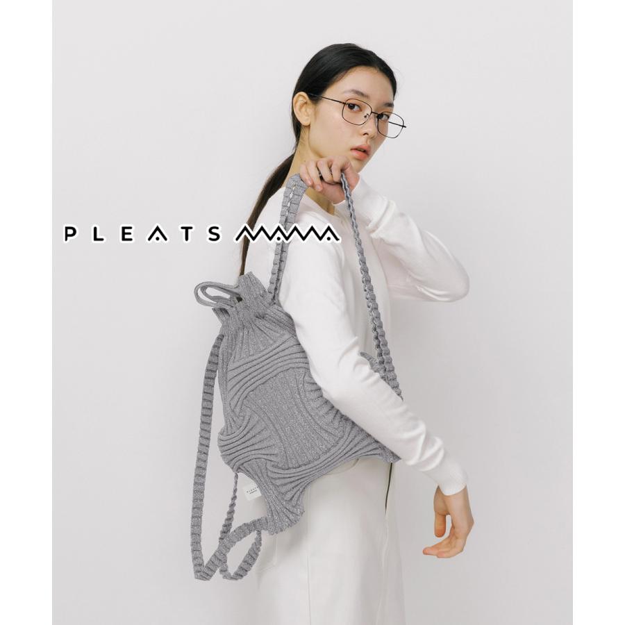 2026新ブランド！保証付 返品OK  PLEATS MAMA プリーツママ 日本 正規品  New Bow Backpack Glitter ニットバッグ 編み込み リュックバッグ バックパックの画像