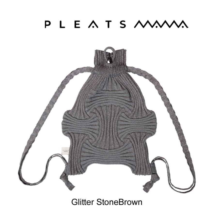 2026新ブランド！保証付 返品OK  PLEATS MAMA プリーツママ 日本 正規品  New Bow Backpack Glitter ニットバッグ 編み込み リュックバッグ バックパックの画像