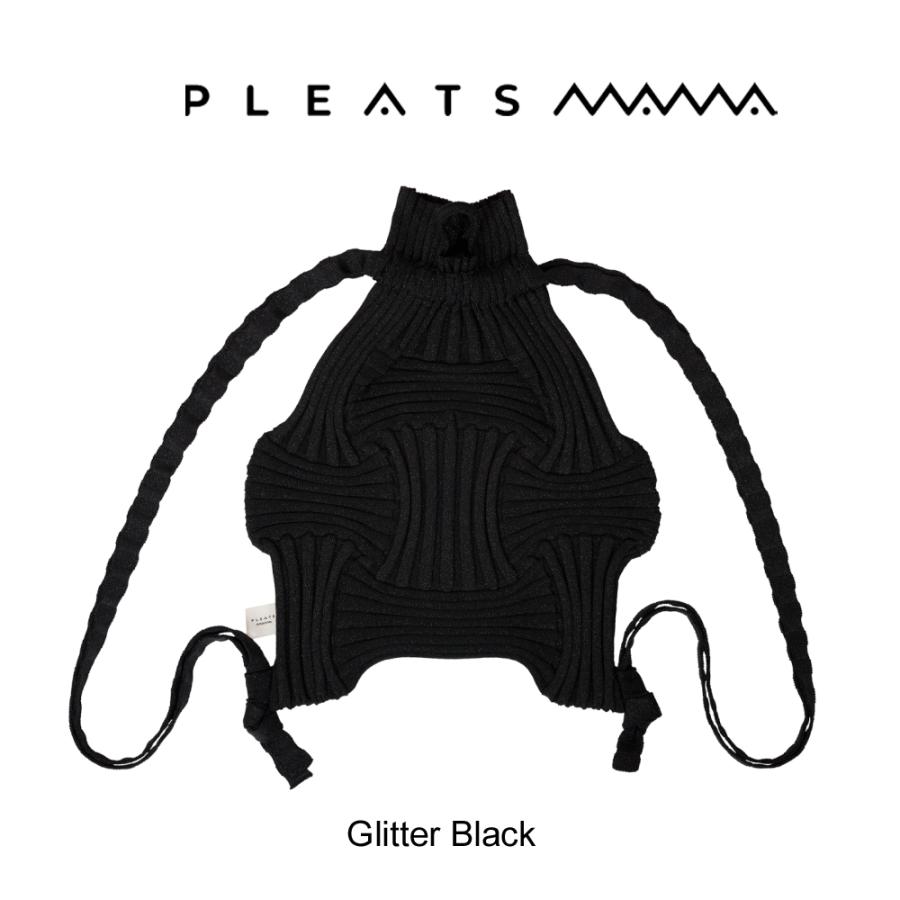 2026新ブランド！保証付 返品OK  PLEATS MAMA プリーツママ 日本 正規品  New Bow Backpack Glitter ニットバッグ 編み込み リュックバッグ バックパックの画像