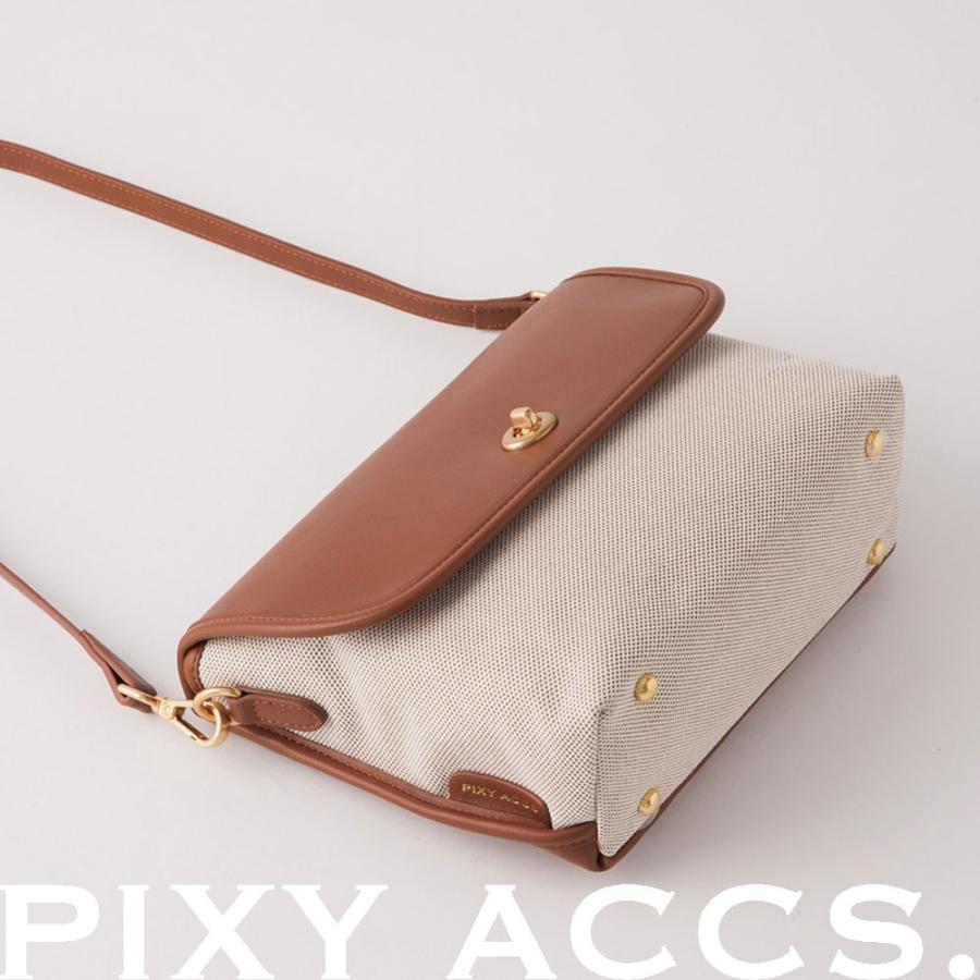保証付 返品OK 日本正規代理店 PIXY ACCS. ピクシーアックス DS230003 レディース カジュアル キャンバス ビーガンレザー クラシカル ショルダーバッグ_10