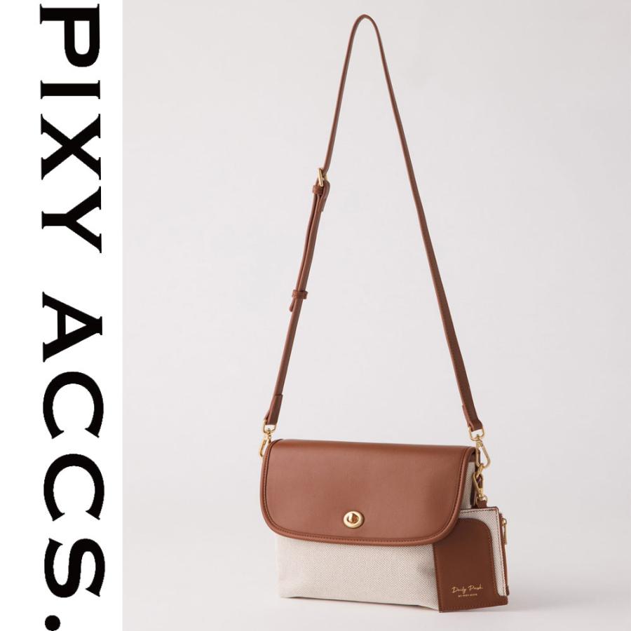 保証付 返品OK 日本正規代理店 PIXY ACCS. ピクシーアックス DS230003 レディース カジュアル キャンバス ビーガンレザー クラシカル ショルダーバッグ_11
