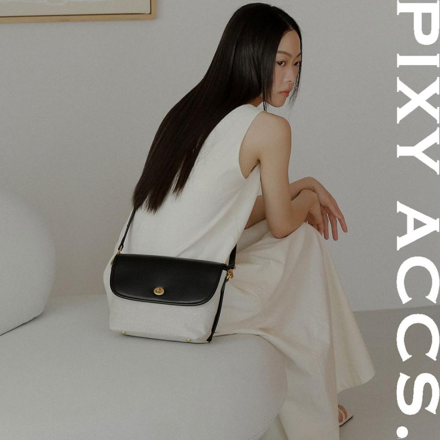 保証付 返品OK 日本正規代理店 PIXY ACCS. ピクシーアックス DS230003 レディース カジュアル キャンバス ビーガンレザー クラシカル ショルダーバッグ_3