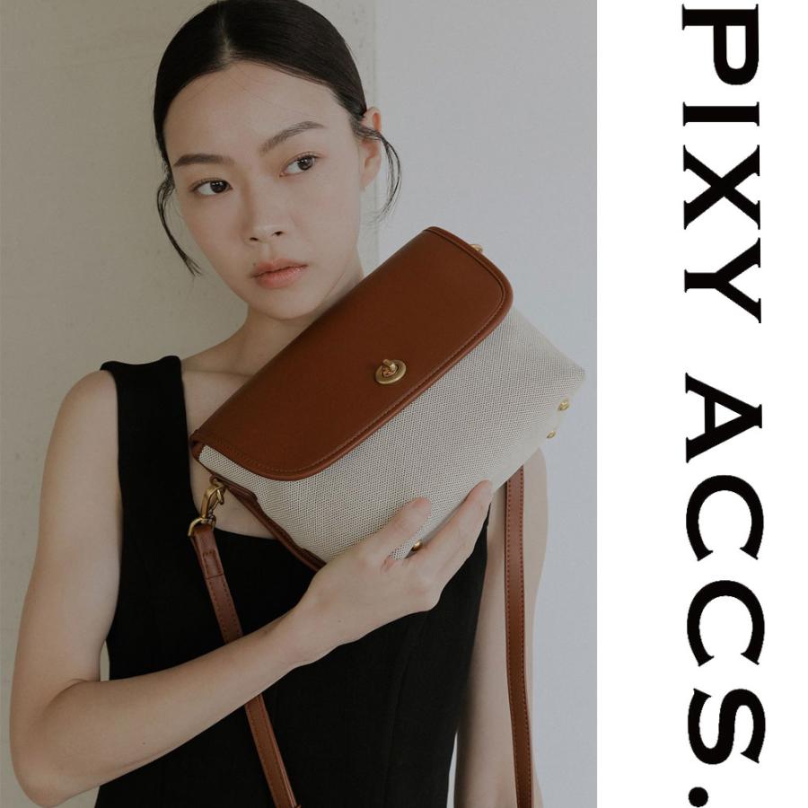 保証付 返品OK 日本正規代理店 PIXY ACCS. ピクシーアックス DS230003 レディース カジュアル キャンバス ビーガンレザー クラシカル ショルダーバッグ_4