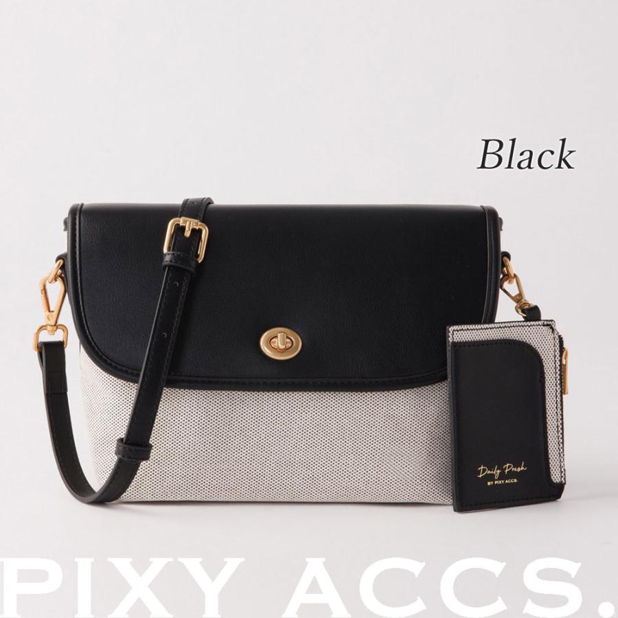 保証付 返品OK 日本正規代理店 PIXY ACCS. ピクシーアックス DS230003 レディース カジュアル キャンバス ビーガンレザー クラシカル ショルダーバッグ_6