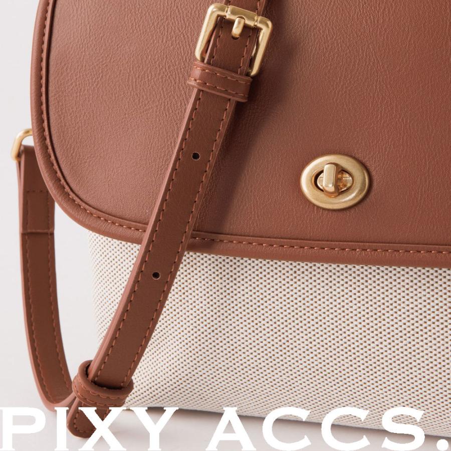 保証付 返品OK 日本正規代理店 PIXY ACCS. ピクシーアックス DS230003 レディース カジュアル キャンバス ビーガンレザー クラシカル ショルダーバッグ_8