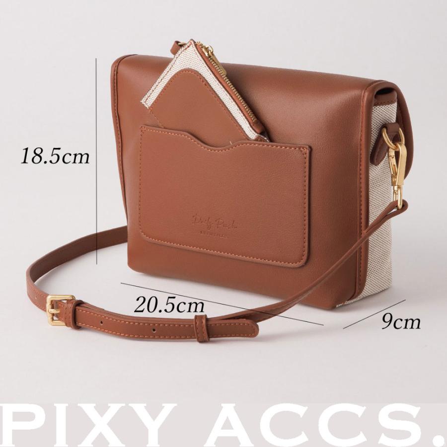 保証付 返品OK 日本正規代理店 PIXY ACCS. ピクシーアックス DS230003 レディース カジュアル キャンバス ビーガンレザー クラシカル ショルダーバッグ_9
