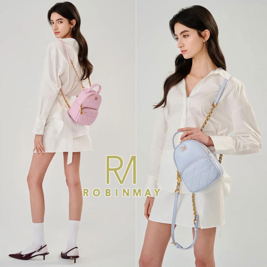 保証付 返品OK 正規品 ROBINMAY　ロビンメイ D112 魔娜後背包 レディース RMロゴ レトロ リュック クラシカル 春夏秋冬 ヴィーガンレザー バックパック_2