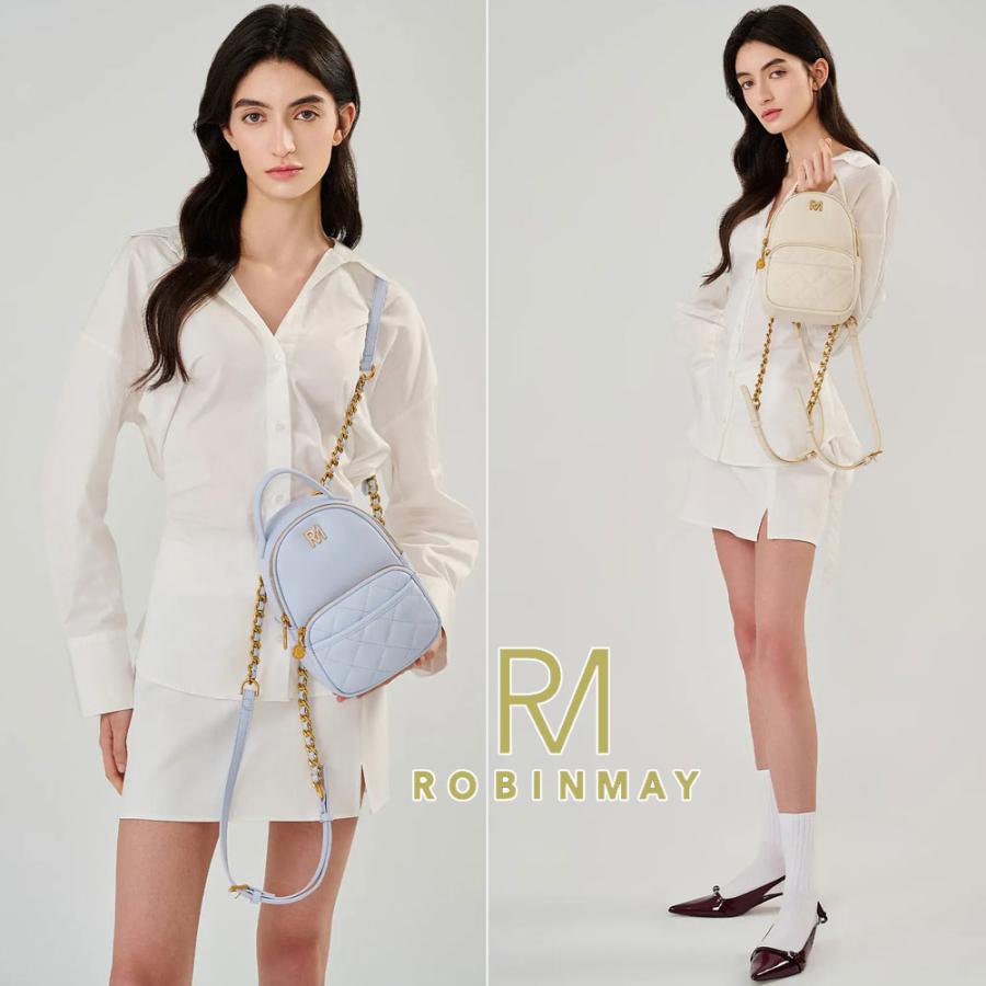 保証付 返品OK 正規品 ROBINMAY　ロビンメイ D112 魔娜後背包 レディース RMロゴ レトロ リュック クラシカル 春夏秋冬 ヴィーガンレザー バックパック_3