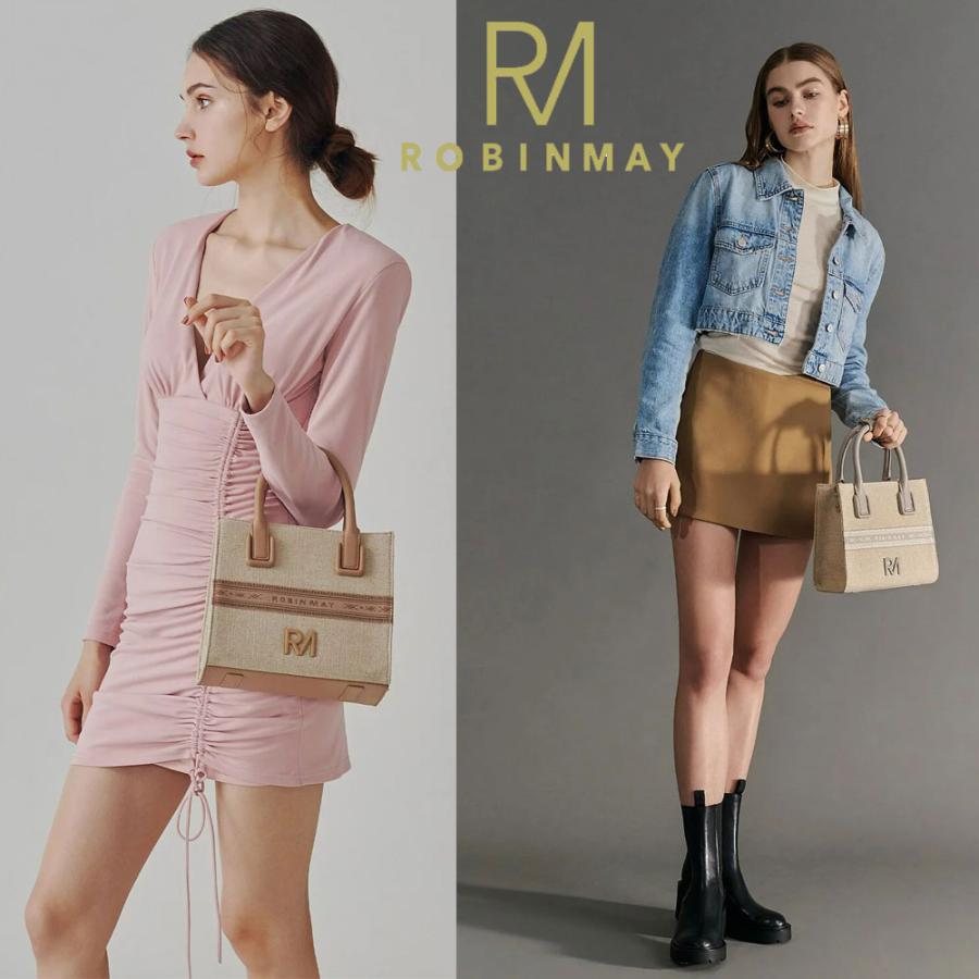 保証付 返品OK 正規品取扱店 2026 ROBINMAY ロビンメイ  B174  リネンハンドバッグ 麻 キャンバス ショルダー ビーガンレザー ヴィーガン サステナブルの画像