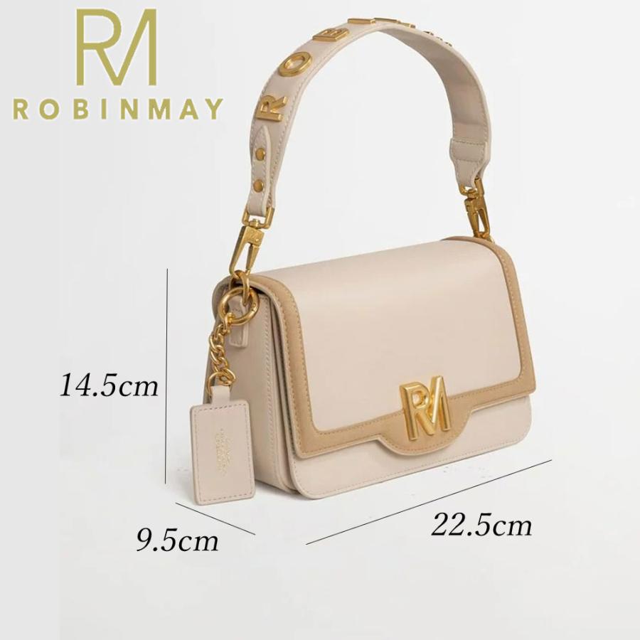 保証付 返品OK  正規品  ROBINMAY ロビンメイ  C216 Mora レディース RMロゴショルダー バイカラー スクエアハンドバッグ ツートーン 2way バック 鞄 台湾の画像