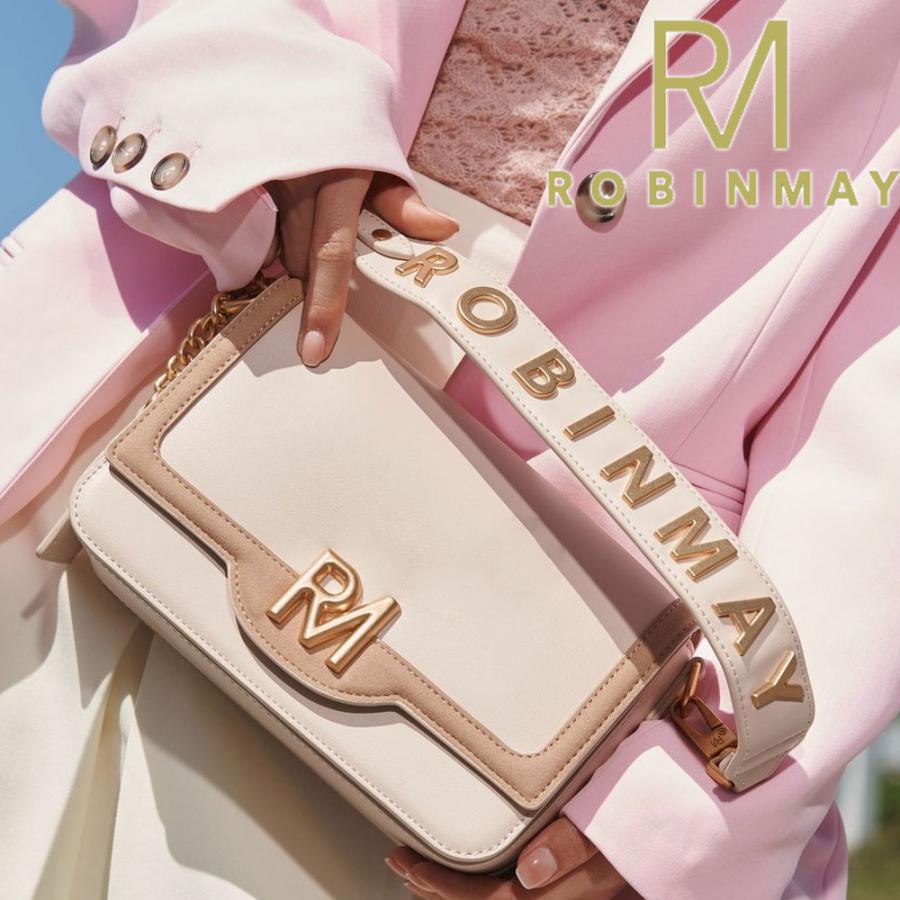 保証付 返品OK  正規品  ROBINMAY ロビンメイ  C216 Mora レディース RMロゴショルダー バイカラー スクエアハンドバッグ ツートーン 2way バック 鞄 台湾の画像