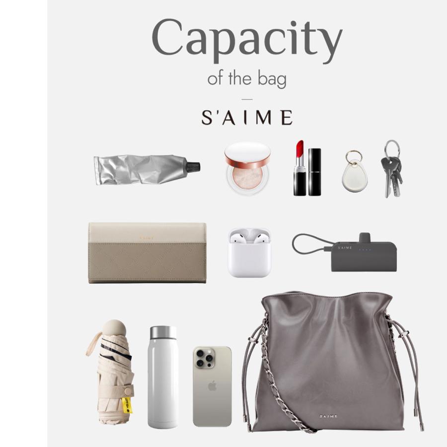 2026新ブランド！ 保証付 返品OK セメ S’AIME 日本 正規品  日本未入荷ブランド 2WAY ドローストリングバッグ S 巾着バッグ チェーンバッグ SBG35-A1168Sの画像