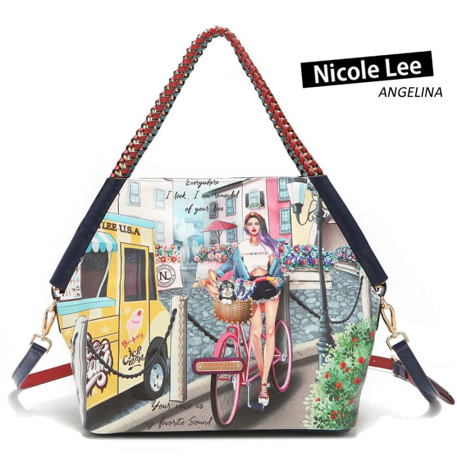 数量限定！NICOLE LEE ニコールリー CSM16204 COZY STREET IN MILAN レディース チェーンショルダー トートバッグ ショルダー ミラノ フラワー ビーガンレザー ヴィーガン SDGs サステナブル ニコルリー ビーズ ビジュー 大きめ イタリア 50代 60代 軽い 軽量　クリスマス Nicole Lee（ニコールリー） 数量限定！NICOLE LEE CSM16204 COZY