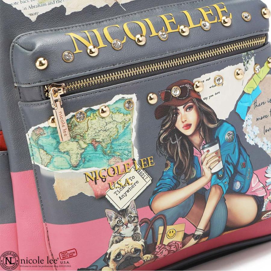 数量限定！NICOLE LEE ニコールリー USB12769L レディース アンティーク ガール リュックサック 21L USBポート付 バックパック ママバッグ_12