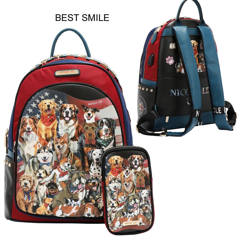 数量限定 NICOLE LEE ニコールリー BP16698 レディース ポーチ付き リュック バックパック 大きめ USB充電ポート付き 通勤通学 大容量