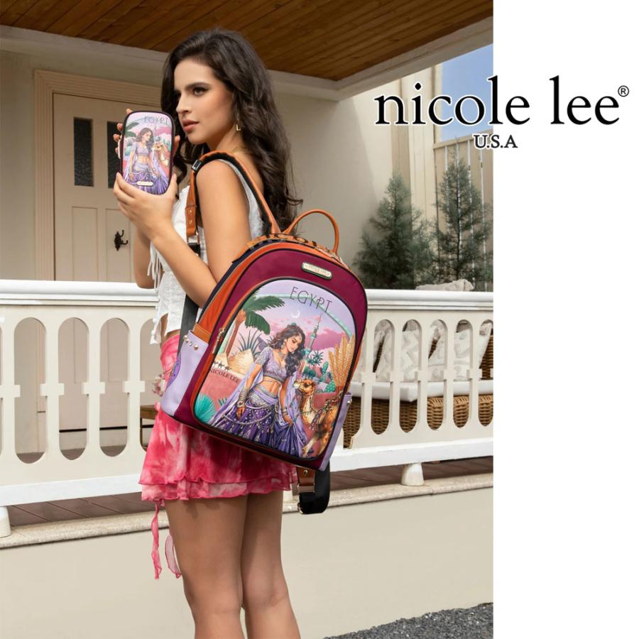 数量限定 NICOLE LEE ニコールリー BP16698 レディース ポーチ付き リュック バックパック 大きめ USB充電ポート付き 通勤通学 大容量