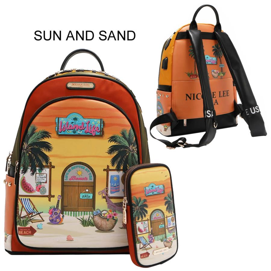 数量限定 NICOLE LEE ニコールリー BP16698 レディース ポーチ付き リュック バックパック 大きめ USB充電ポート付き 通勤通学 大容量