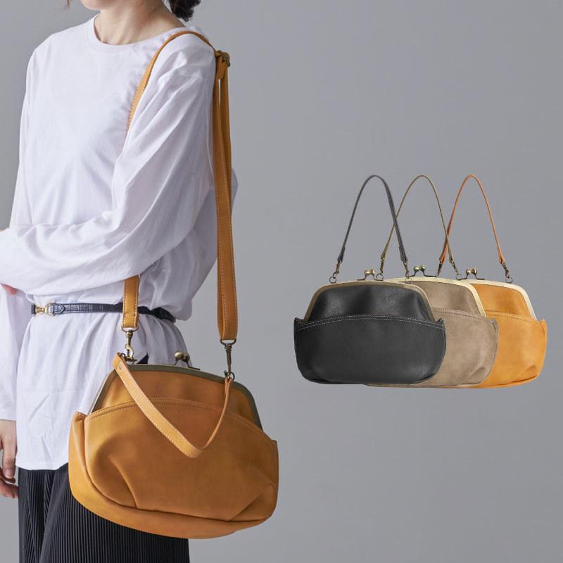 BOLERE がま口 ショルダーバッグ ハンドバッグ 本革 2WAY がま口バッグ