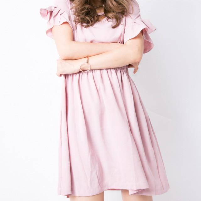 レディース トップス ワンピース チュニック フリル クロス ガーリー 