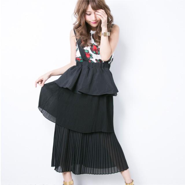 レディース ボトム スカート ぺプラム フレア ロング丈 モード系