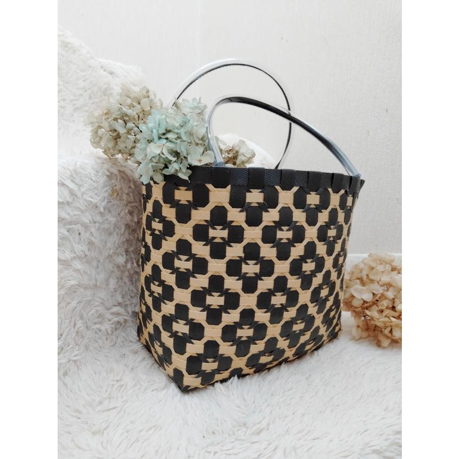 手作りキット【PPバンドで編むカゴバック お花柄】 : 福もの雑貨