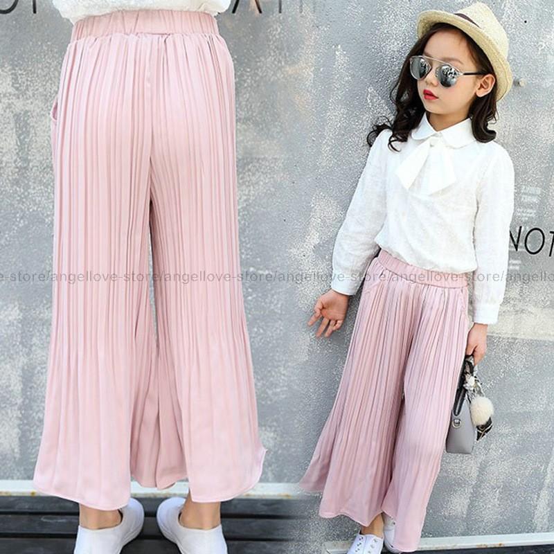 ガウチョパンツ キッズ 女の子 ガールズ ジュニア 子供服 ボトムス ワイドパンツ ゆったり 九分丈 9分丈 無地 プリーツ vrr077 富士研磨 通販 Yahoo ショッピング
