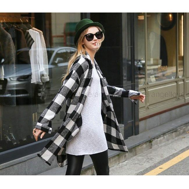 秋冬新品 シャツワンピース 長袖 ギンガムチェック 秋冬 レディース チェックシャツ ロング 黒白 赤黒 ゆったり ドロップショルダー 前後アシメ スリット入り bc224 富士研磨 通販 Yahoo ショッピング