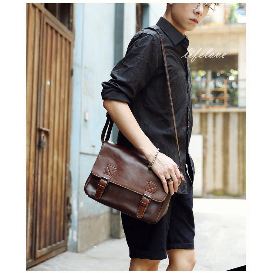 ショルダーバッグ メンズ 小さい 斜め掛けバッグ おしゃれ 軽い メッセンジャーバッグ ワンショルダー 鞄 バッグ カジュアル フェイクレザー 大人 かっこいい