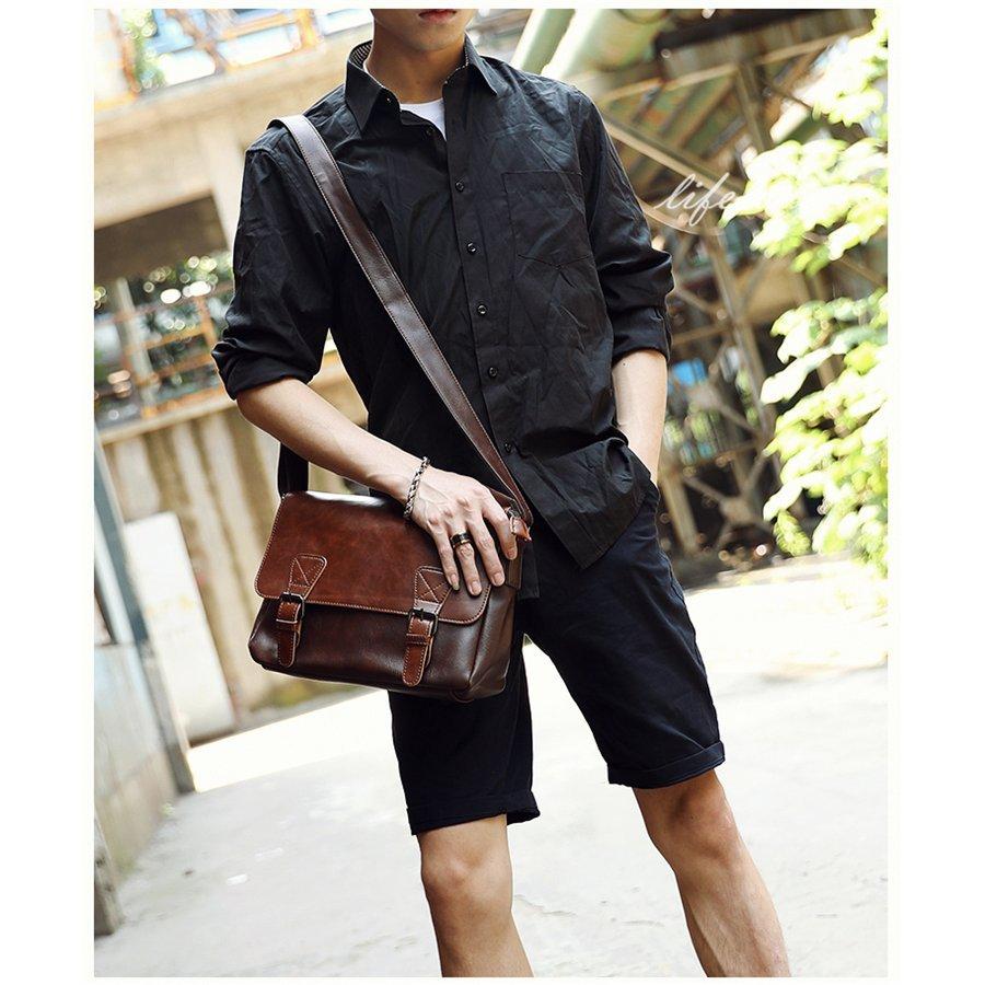 ショルダーバッグ メンズ 小さい 斜め掛けバッグ おしゃれ 軽い メッセンジャーバッグ ワンショルダー 鞄 バッグ カジュアル フェイクレザー 大人 かっこいい