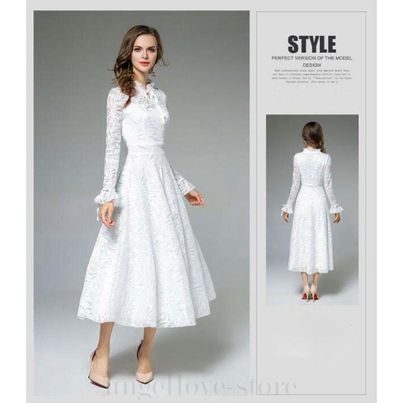 パーティードレス ミモレ丈 白 ドレス 二次会 花嫁 ハイネック ワンピース ドレス 刺繍 ワンピース ミモレ丈 Jfjxio 富士研磨 通販 Yahoo ショッピング