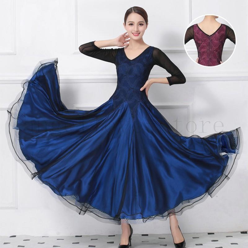 社交ダンス衣装 ワルツダンス服 社交ダンスドレス ステージ衣装 舞台服 ワルツ 大きい裾 タンゴ服 ダンス衣装
