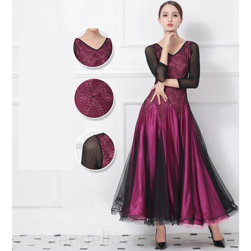 社交ダンス衣装 ワルツダンス服 社交ダンスドレス ステージ衣装 舞台服 ワルツ 大きい裾 タンゴ服 ダンス衣装 