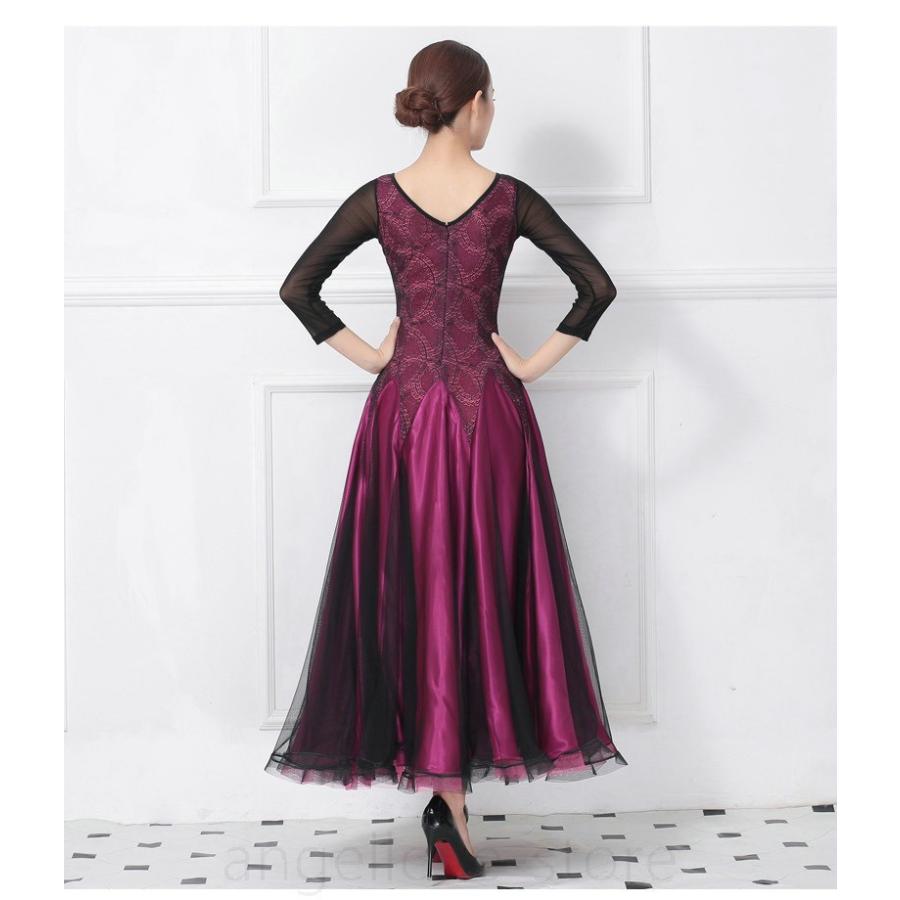 社交ダンス衣装 ワルツダンス服 社交ダンスドレス ステージ衣装 舞台服 ワルツ 大きい裾 タンゴ服 ダンス衣装 