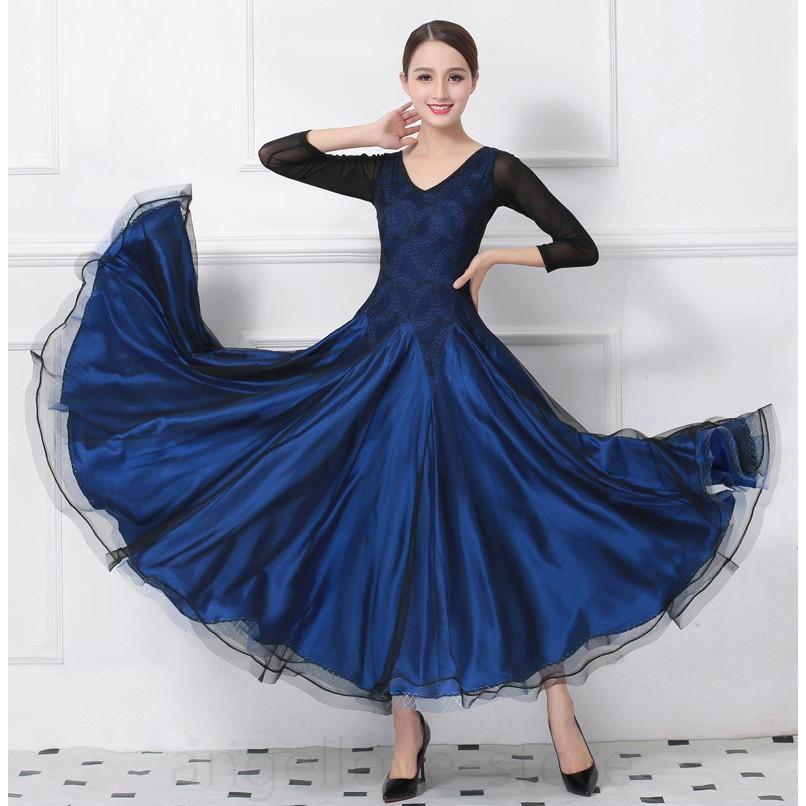社交ダンス衣装 ワルツダンス服 社交ダンスドレス ステージ衣装 舞台服 ワルツ 大きい裾 タンゴ服 ダンス衣装 