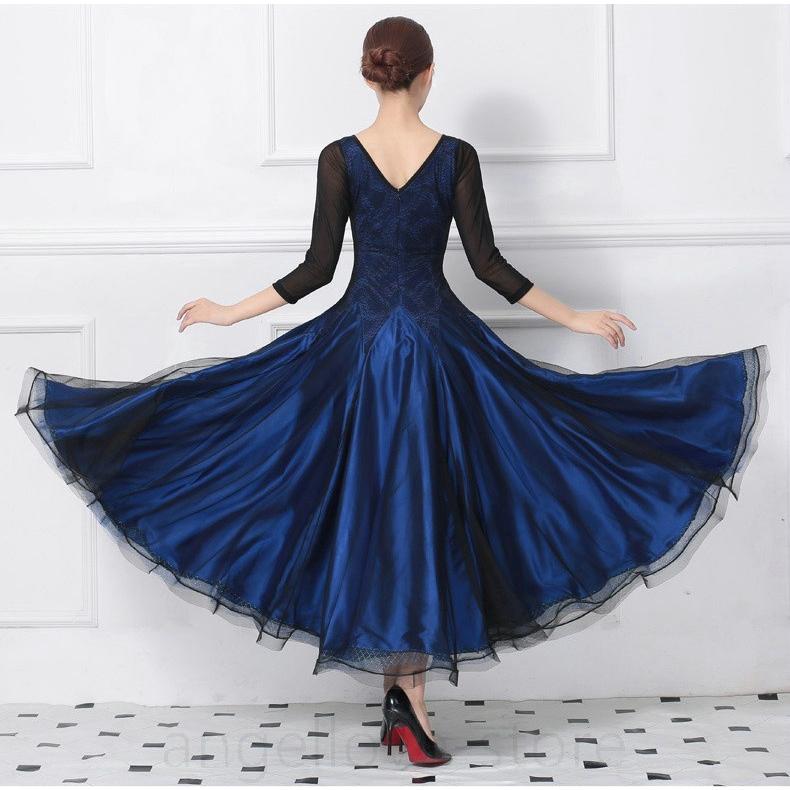 社交ダンス衣装 ワルツダンス服 社交ダンスドレス ステージ衣装 舞台服 ワルツ 大きい裾 タンゴ服 ダンス衣装 