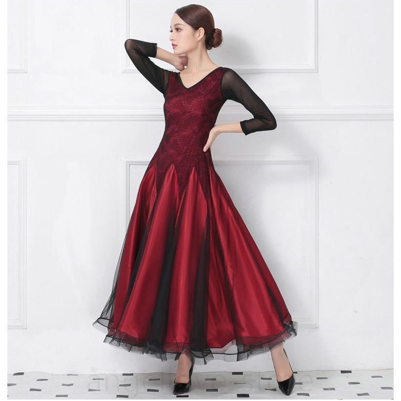 社交ダンス衣装 ワルツダンス服 社交ダンスドレス ステージ衣装 舞台服 ワルツ 大きい裾 タンゴ服 ダンス衣装 