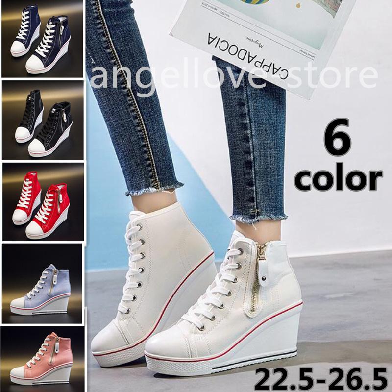 スニーカー レデイース シューズ 厚底スニーカー ハイカットスニーカー レース ホワイト インヒール 厚底 売れ筋商品