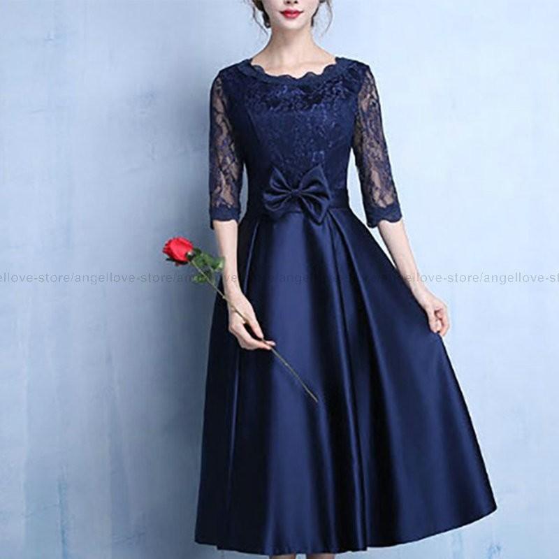 パーティードレス レディース ワンピース 安い 可愛い 結婚式 ワンピースドレス 花柄レース Aライン ウエストマーク レースチュール フロントリボン Sjrx2p143 富士研磨 通販 Yahoo ショッピング