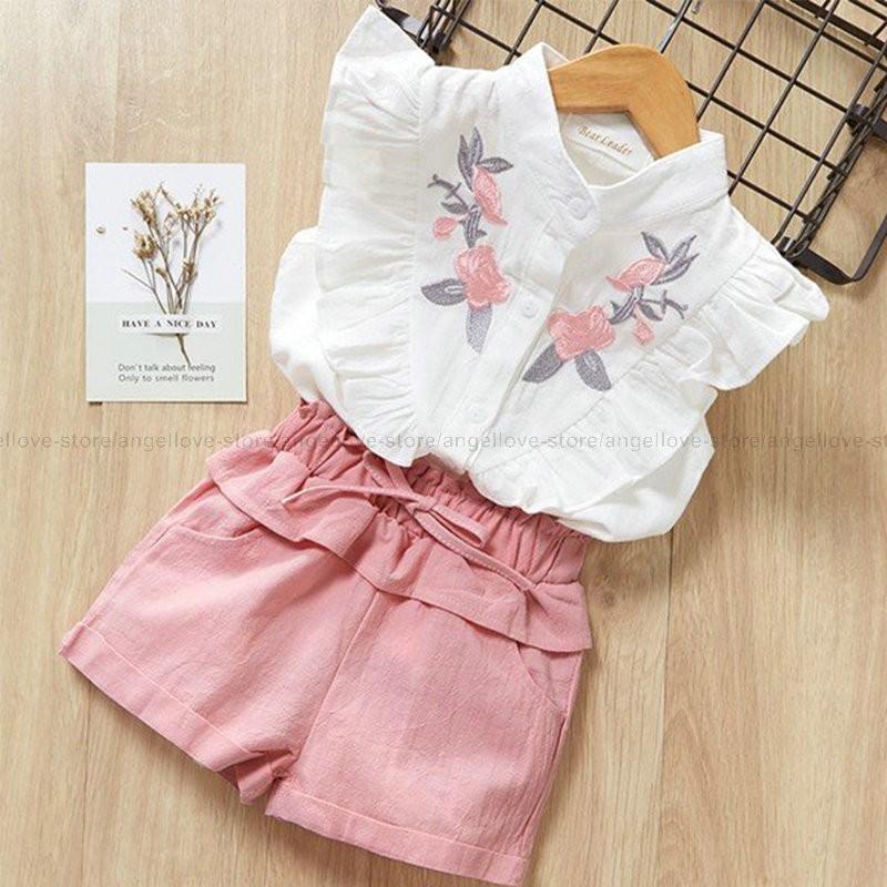 直売直送 女の子 セットアップ シャツ パンツ 2点セット 夏服 花柄 キッズ 遠足 ファッション 通園 通学 90 100 110 120 130 140cm 韓国子供服 韓国子ども服 可愛い 新品 キッズ服 子供服 120 セットアップ Tシャツ ピンク 夏服 女の子
