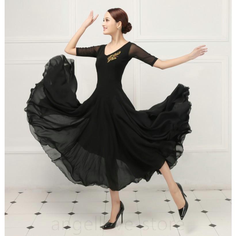 社交ダンス衣装 ワルツダンス服 社交ダンスドレス ステージ衣装 舞台服 ワルツ 大きい裾 タンゴ服 ダンス衣装 