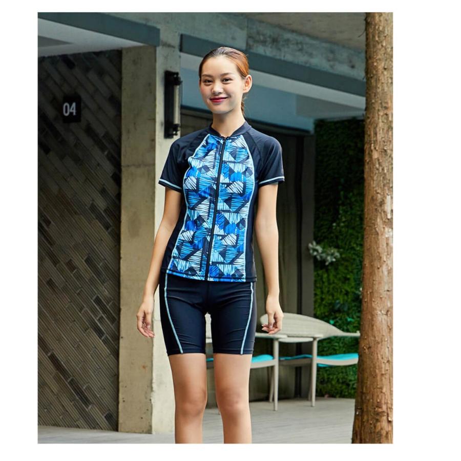 フィットネス 水着 レディース ママ ぽっちゃり 体型カバー水着 40代 ミセス 50代 ハーフパンツ 半袖 ジッパー スイムキャップ ノンワイヤー ブラック メール便y Al754 水着専門店エンジェル ルナ 通販 Yahoo ショッピング