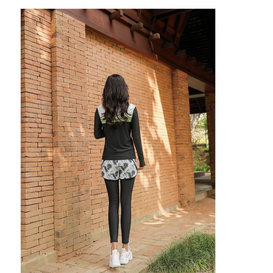 ラッシュガード レディース 水着 長袖 パーカー Uvカット ショートパンツ付 レギンス ポケット付 ウエストゴム 体型カバー ジップアップ フード付 宅配便 Rsl Al 水着専門店エンジェル ルナ 通販 Yahoo ショッピング