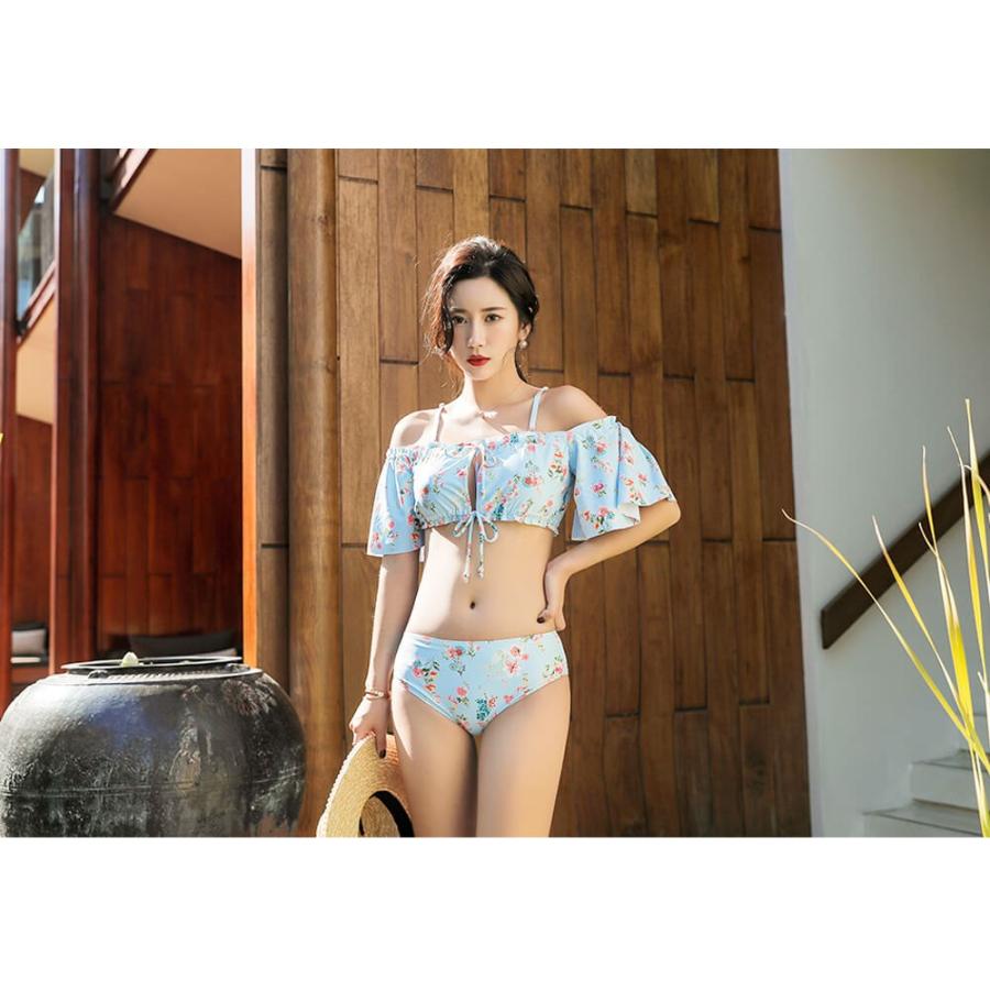 ディズニープリンセスのベビーグッズも大集合 水着 レディース水着 パーム柄ハイウエストビキニ 透け感ロングスカート 3点セット Dprd Jatimprov Go Id