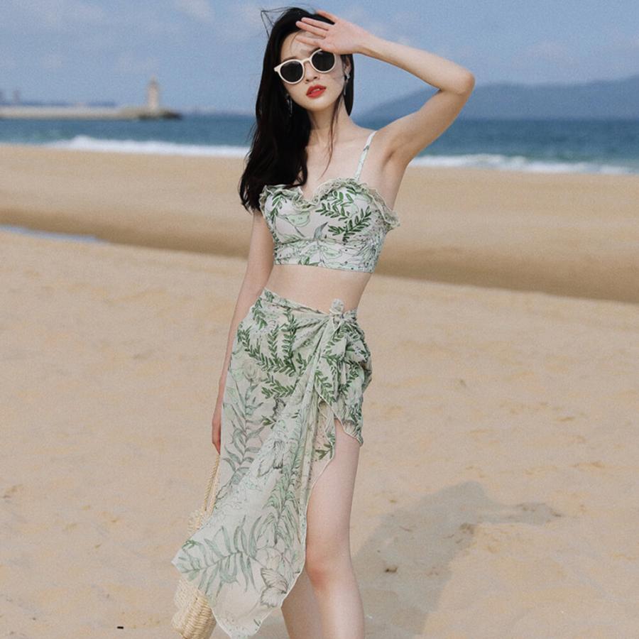 ALP 水着 レディース ビキニ水着 パレオ付 上下3点セット ワイヤー入り