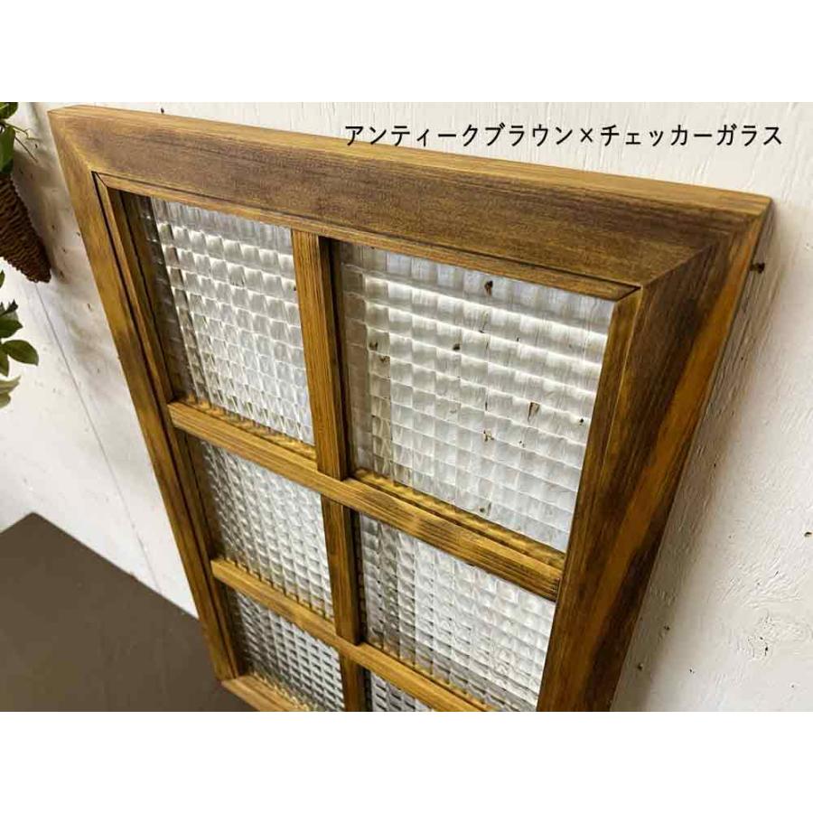 稀少 チェッカーガラス 木製フレームの間仕切り ヴィンテージ カフェ風