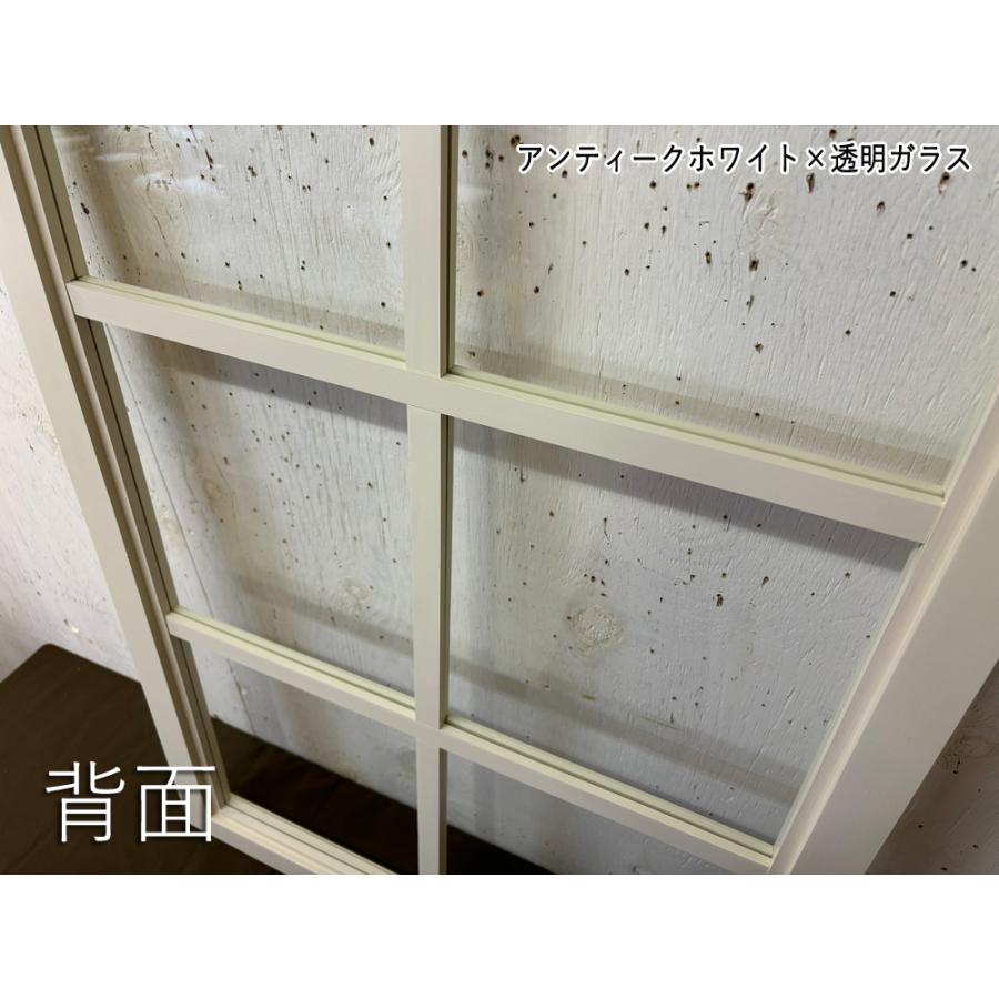 室内窓 両面2×1中桟入り 57×3.5×90cm アンティークホワイト 透明ガラス
