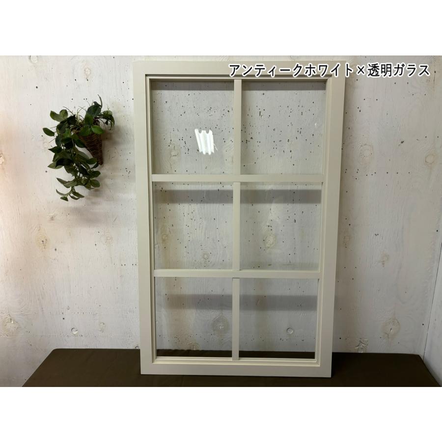 室内窓 両面2×1中桟入り 57×3.5×90cm アンティークホワイト 透明ガラス フィックス窓 飾り窓 FIX窓 木製 ひのき ハンドメイド 受注製作_2