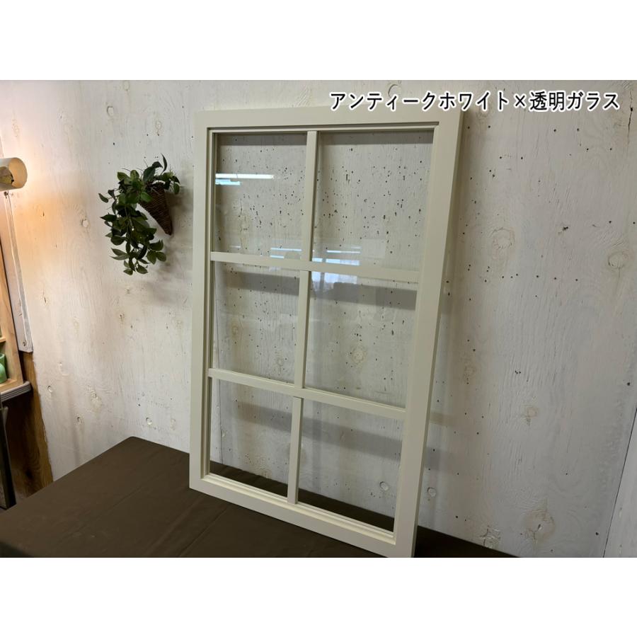 室内窓 両面2×1中桟入り 57×3.5×90cm アンティークホワイト 透明ガラス